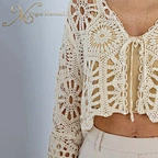short crochet long sleeve crop top